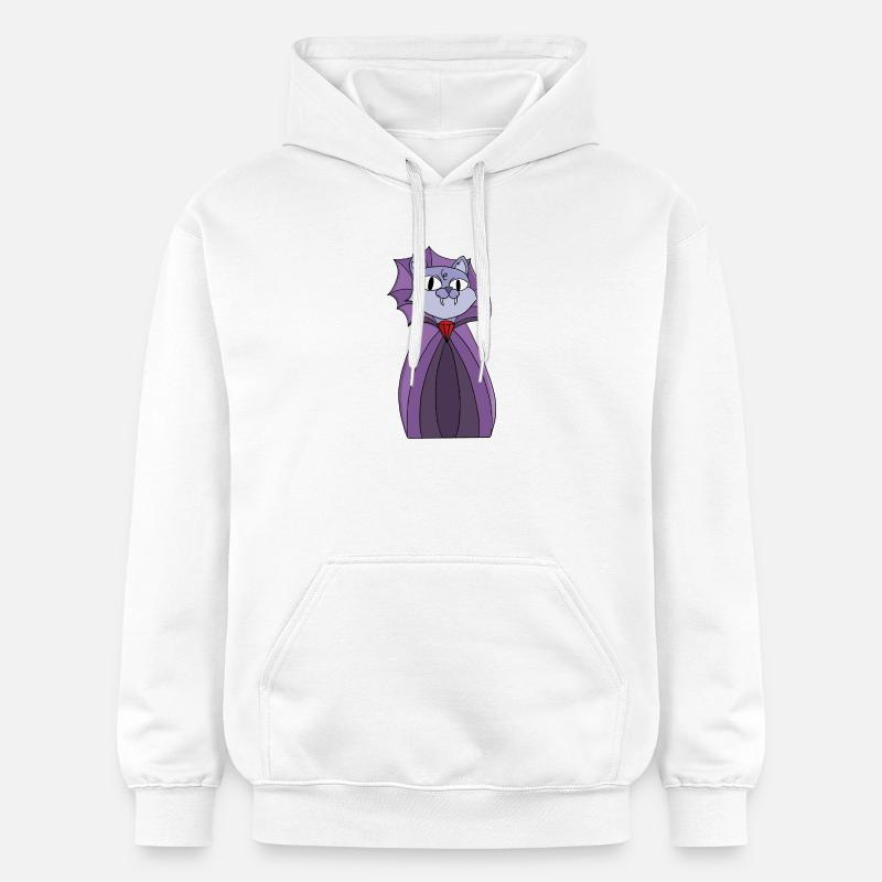 Chat vampire en cape violette - Sweat à capuche Softstyle® Gildan Unisexe - blanc