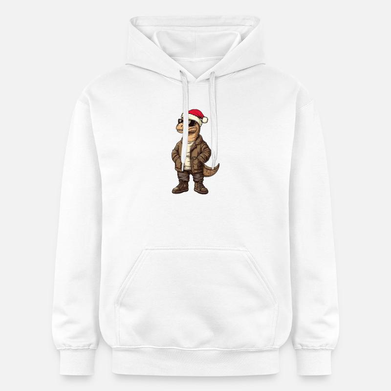 Dinosaure brontosaure Hiver de Noël - Sweat à capuche Softstyle® Gildan Unisexe - blanc