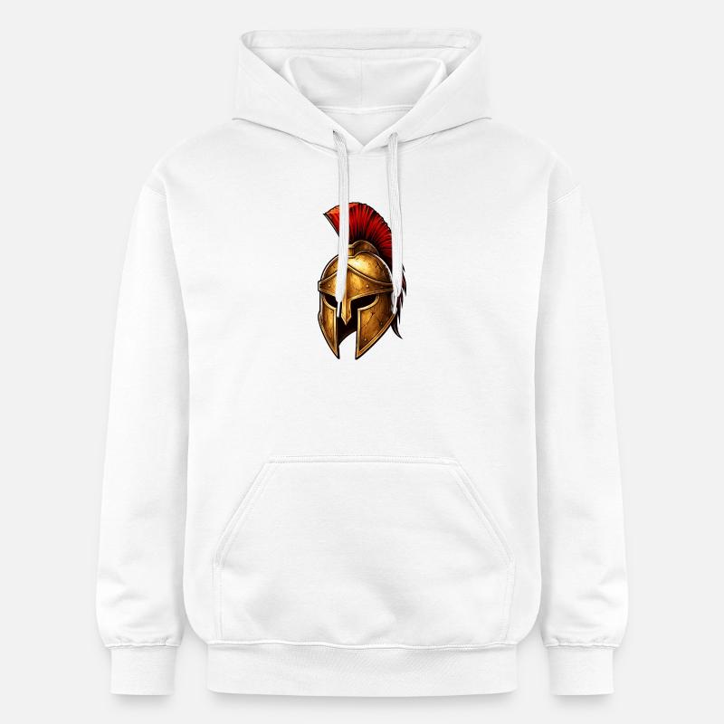 Le Casque du Chevalier Spartiate - Sweat à capuche Softstyle® Gildan Unisexe - blanc