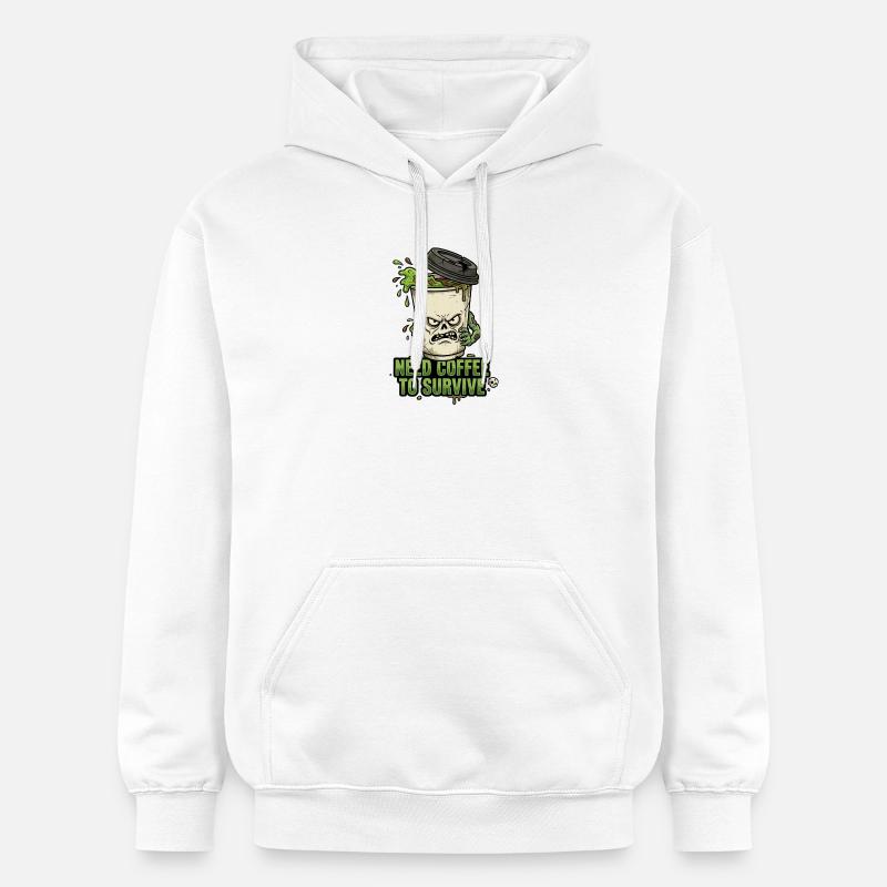 Café Zombie Need Coffee - Sweat à capuche Softstyle® Gildan Unisexe - blanc