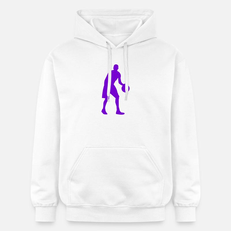 Silhouette de basket violette néon - Sweat à capuche Softstyle® Gildan Unisexe - blanc