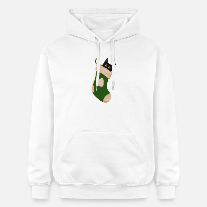 Chat en botte verte - Sweat à capuche Softstyle® Gildan Unisexe - blanc