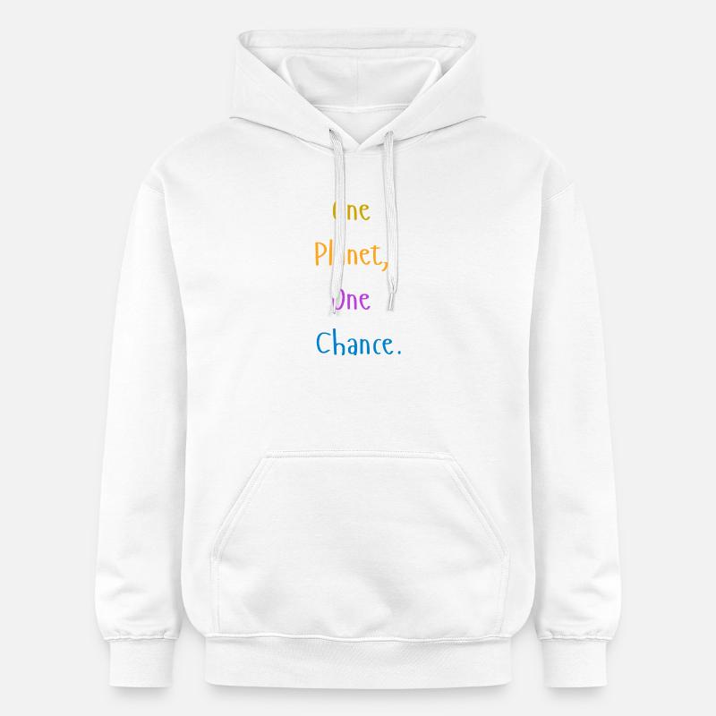 one_planet_one_chance - Sweat à capuche Softstyle® Gildan Unisexe - blanc