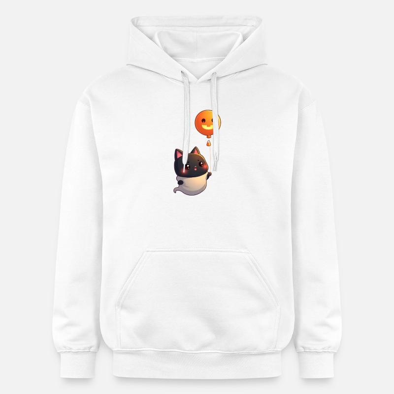 Chat d’Halloween avec citrouille d’Halloween - Sweat à capuche Softstyle® Gildan Unisexe - blanc