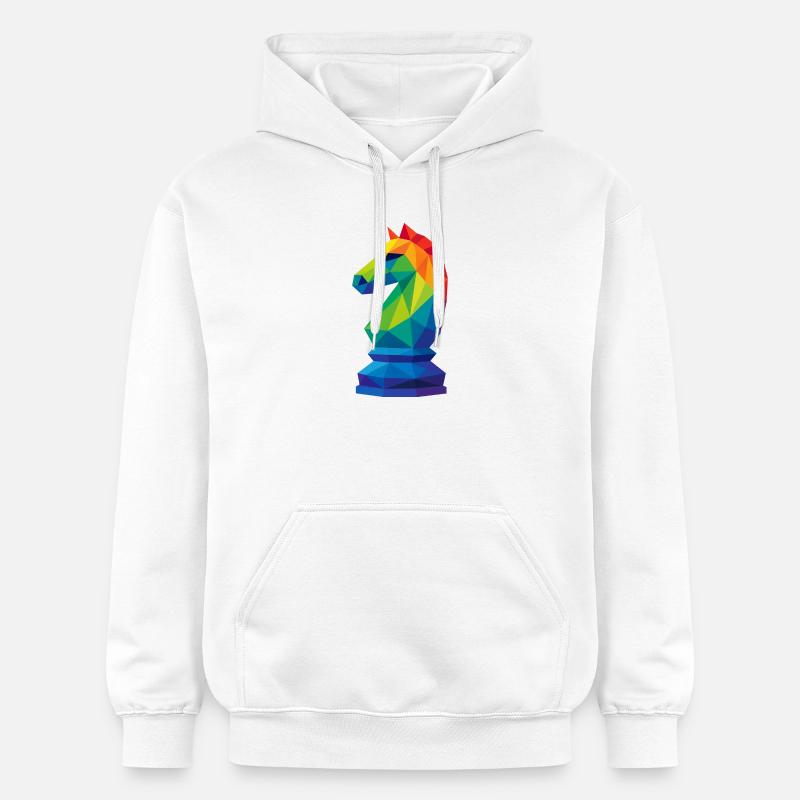 Cavalier Low-Poly : La Maîtrise Tactique - Sweat à capuche Softstyle® Gildan Unisexe - blanc