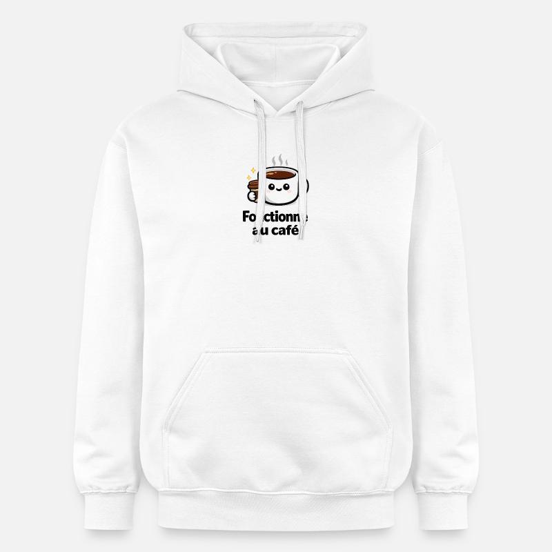 Fonctionne au café kawaii mug - Sweat à capuche Softstyle® Gildan Unisexe - blanc