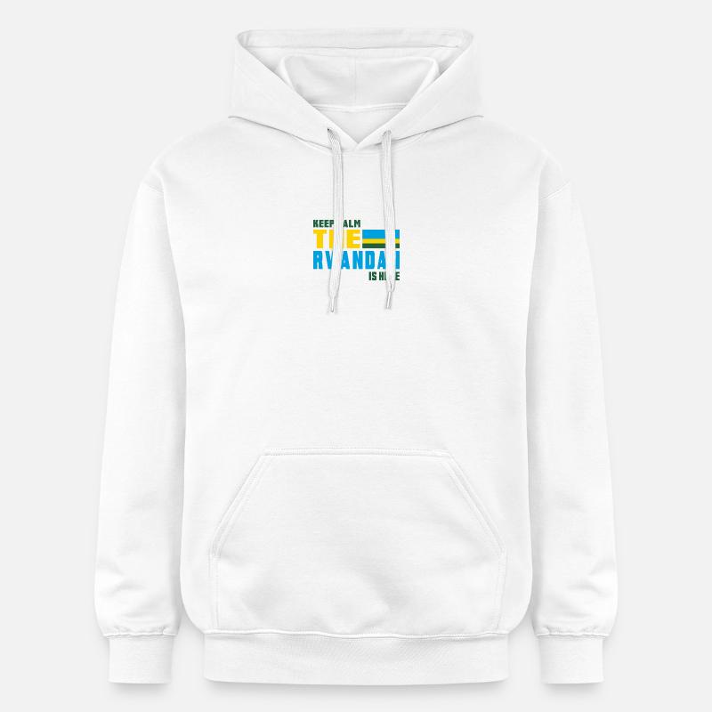 Design drapeau Rwanda Keep Calm - Sweat à capuche Softstyle® Gildan Unisexe - blanc