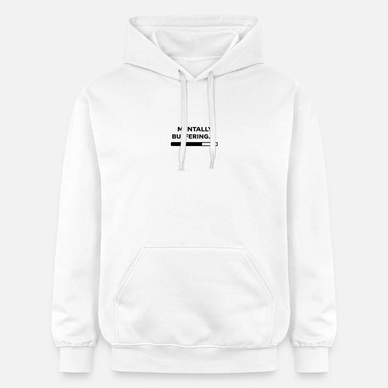 MENTALLY BUFFERING... | Minimal Loading Bar Design - Gildan Unisex Softstyle® Midweight Hoodie - white