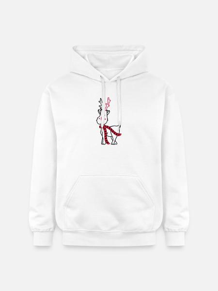 Reindeer with Scarf - Gildan Unisex Softstyle® Midweight Hoodie - white