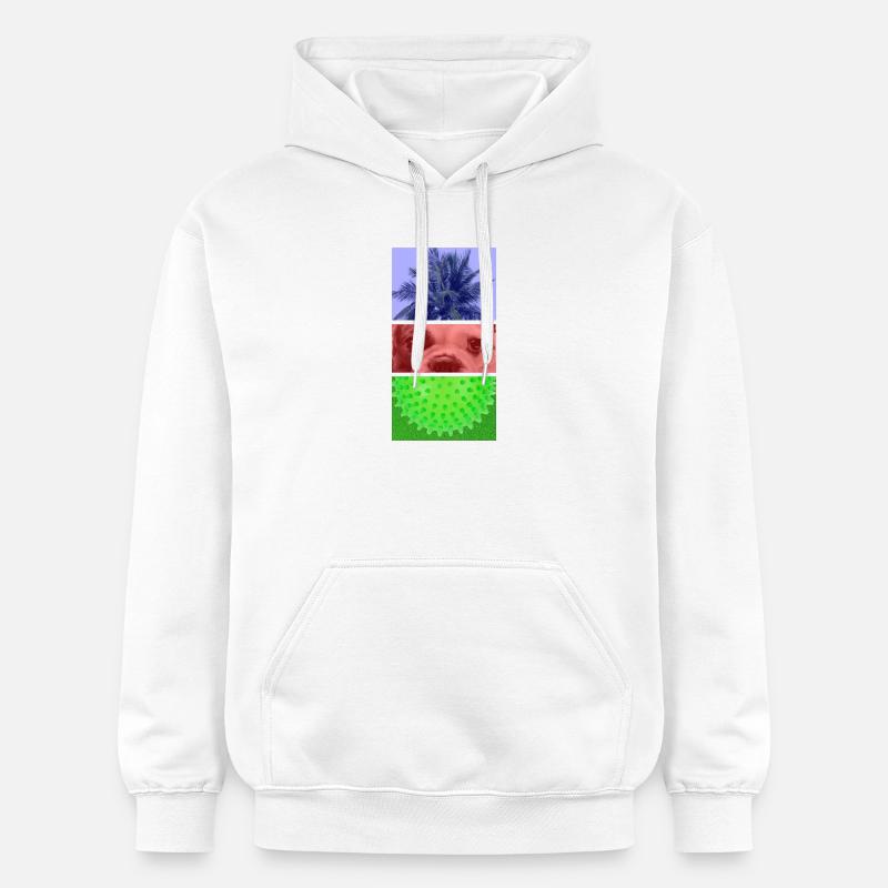 Triptyque Palmier – Chien – Pointes - Sweat à capuche Softstyle® Gildan Unisexe - blanc