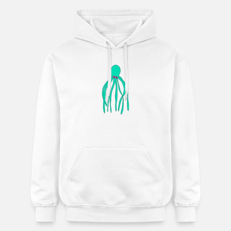 Estampe pop art en turquoise pieuvre - Sweat à capuche Softstyle® Gildan Unisexe - blanc