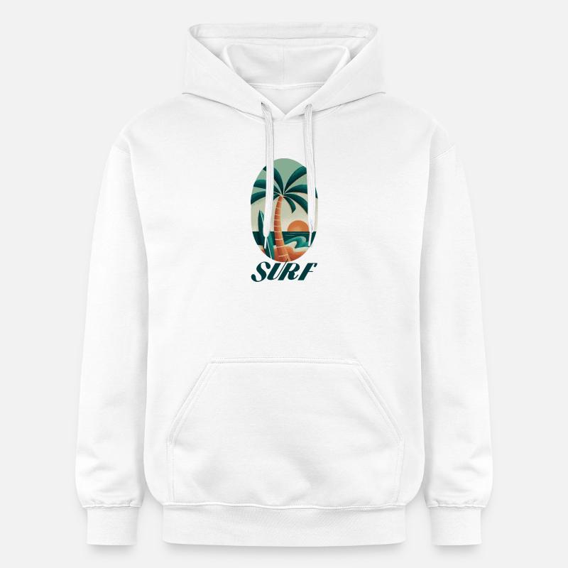 Palmier de surf et plage - Sweat à capuche Softstyle® Gildan Unisexe - blanc