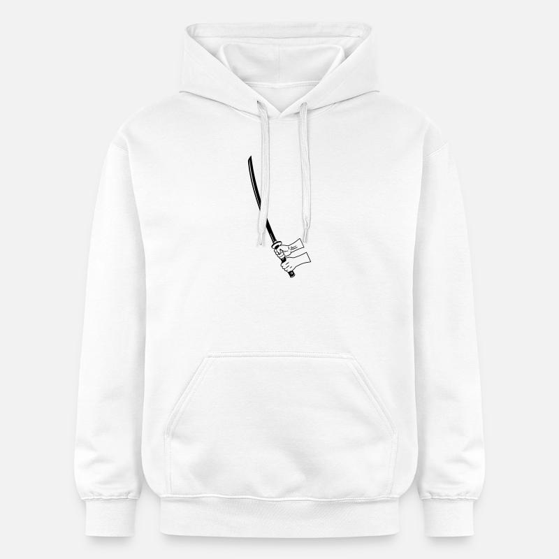 Samurai Busihdo Katana mit zwei Händen - Gildan Unisex Softstyle® Midweight Hoodie - Weiß