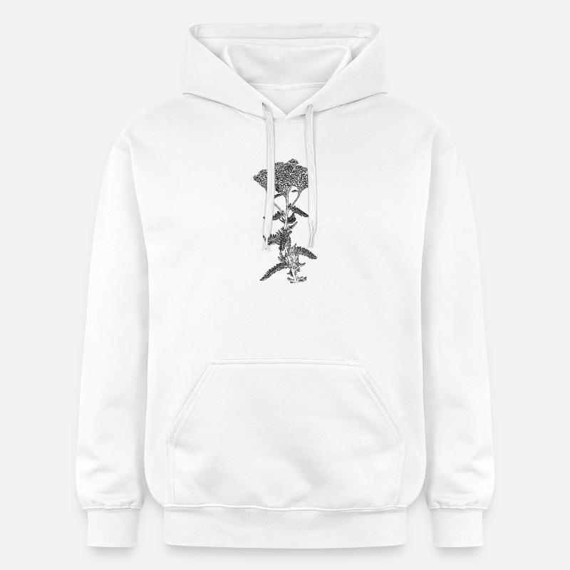 Illustration de fleur d’achillée millefeuille - Sweat à capuche Softstyle® Gildan Unisexe - blanc