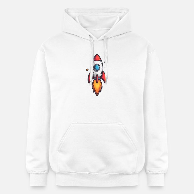 Dessin animé fusée feu vol - Sweat à capuche Softstyle® Gildan Unisexe - blanc