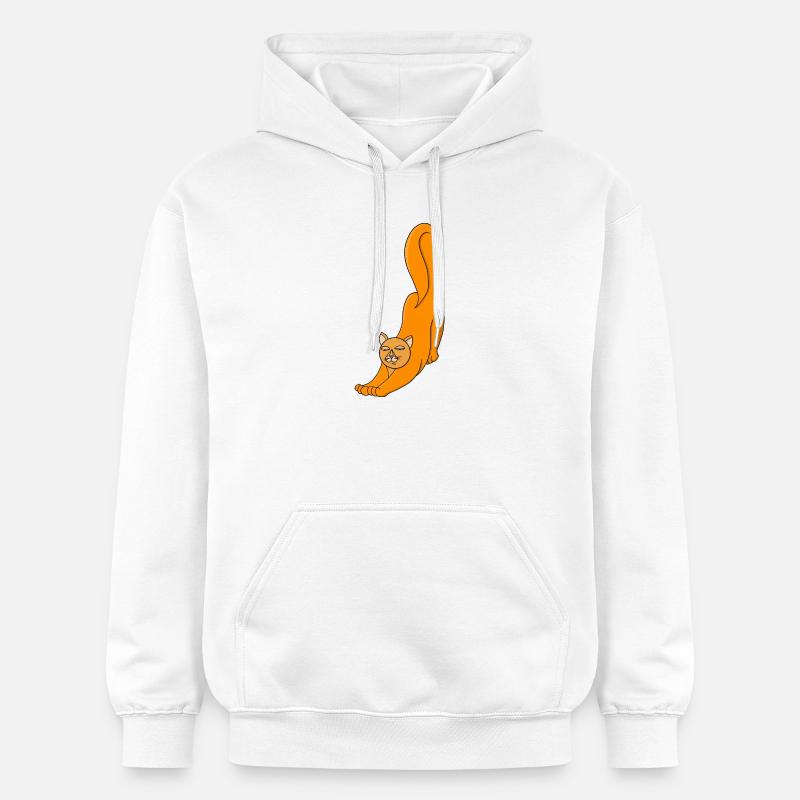Chat Orange Étirant - Sweat à capuche Softstyle® Gildan Unisexe - blanc
