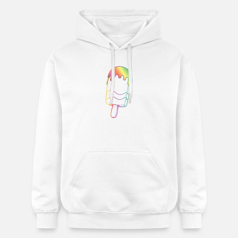 Contour de glace arc-en-ciel style néon - Sweat à capuche Softstyle® Gildan Unisexe - blanc