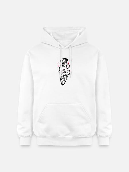 Eis, Eiswaffel mit Kirsche - Gildan Unisex Softstyle® Midweight Hoodie - Weiß