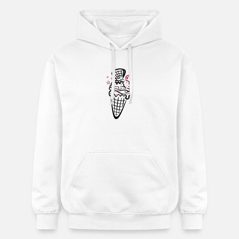 Eis, Eiswaffel mit Kirsche - Gildan Unisex Softstyle® Midweight Hoodie - Weiß