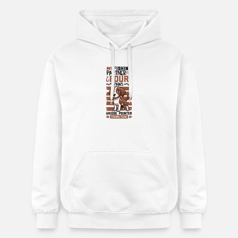 Pêche et Braque de l'Ariège - Sweat à capuche Softstyle® Gildan Unisexe - blanc