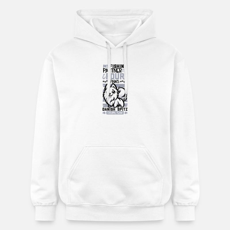 Pêche et Spitz danois - Sweat à capuche Softstyle® Gildan Unisexe - blanc