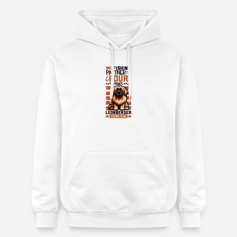 Pêche et Leonberger - Sweat à capuche Softstyle® Gildan Unisexe - blanc
