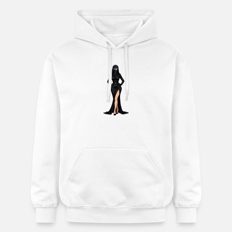 Élégance ninja noire - Sweat à capuche Softstyle® Gildan Unisexe - blanc