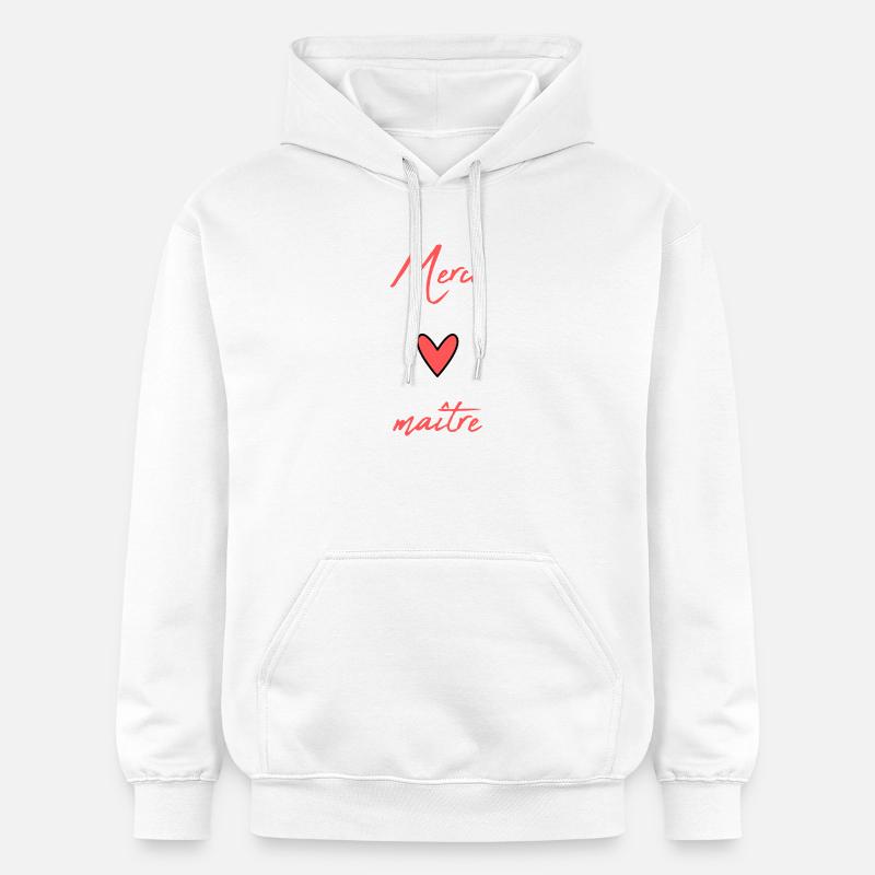 MAÎTRE. MAITRE. MERCI. MERCI MAÎTRE. MAITRE - Sweat à capuche Softstyle® Gildan Unisexe - blanc