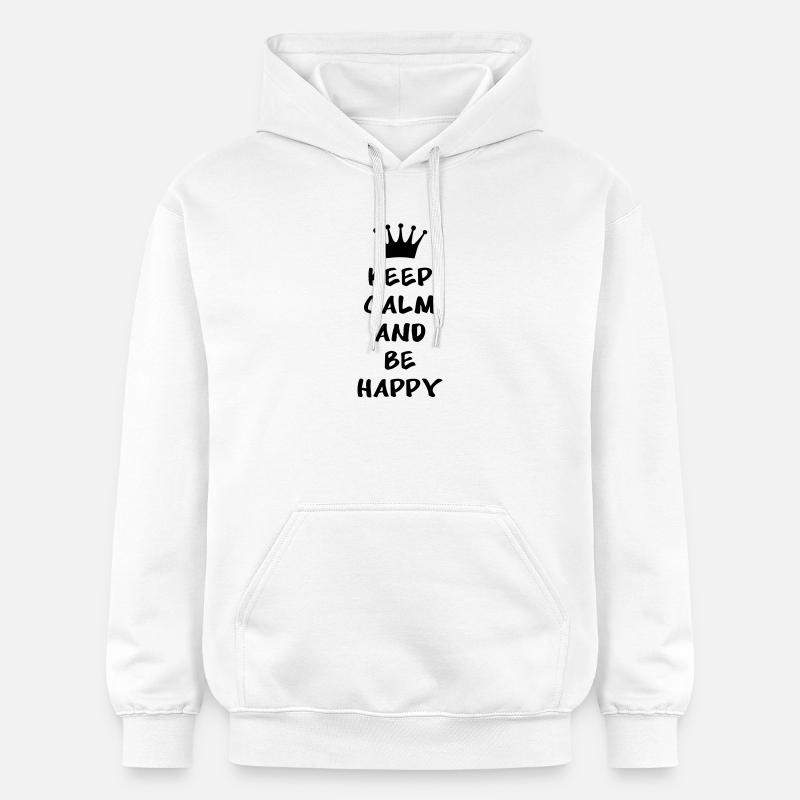 Keep calm and be happy - Sweat à capuche Softstyle® Gildan Unisexe - blanc