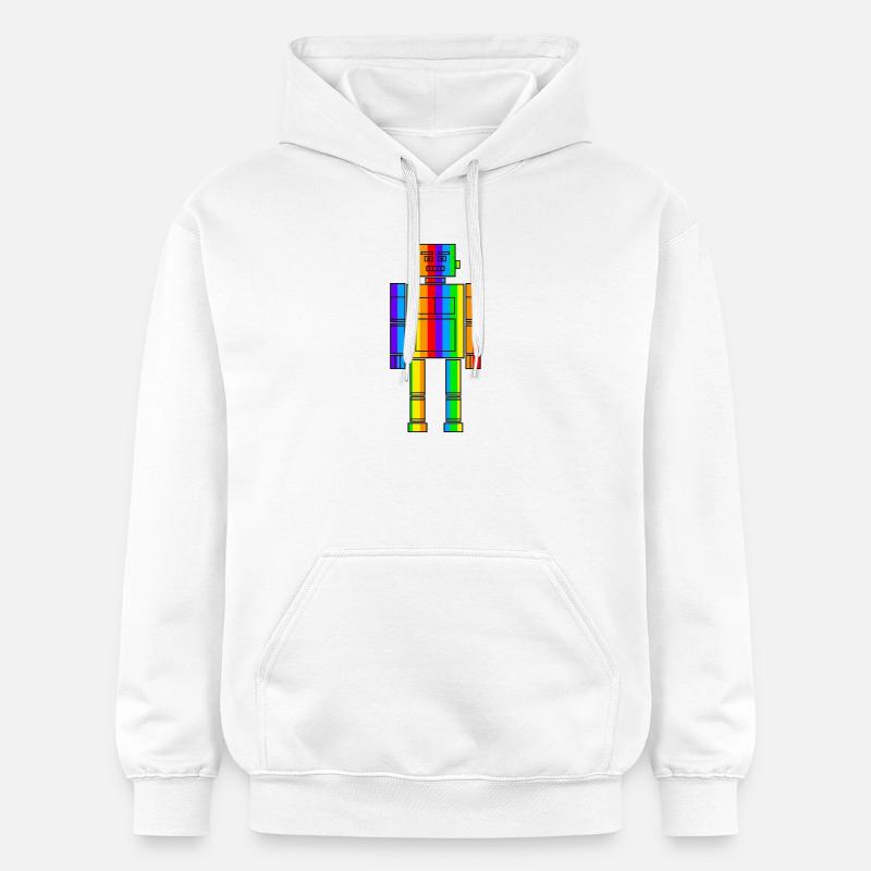 Robot arc-en-ciel - Sweat à capuche Softstyle® Gildan Unisexe - blanc