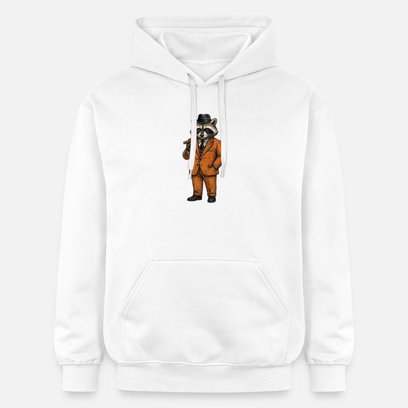 Gentleman raton laveur avec cigare - Sweat à capuche Softstyle® Gildan Unisexe - blanc
