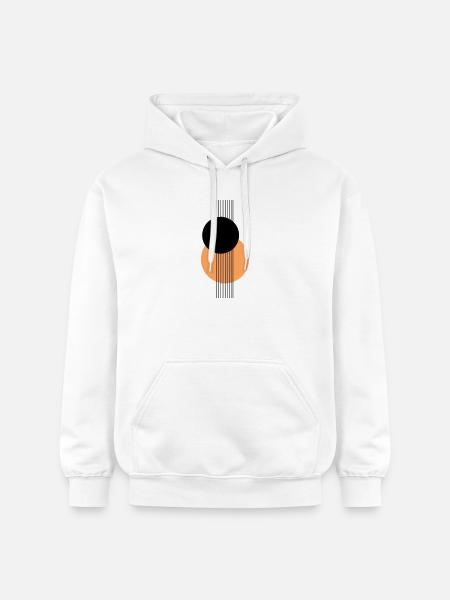 Abstract Geometric Design Orange Black - Gildan Unisex Softstyle® Midweight Hoodie - white