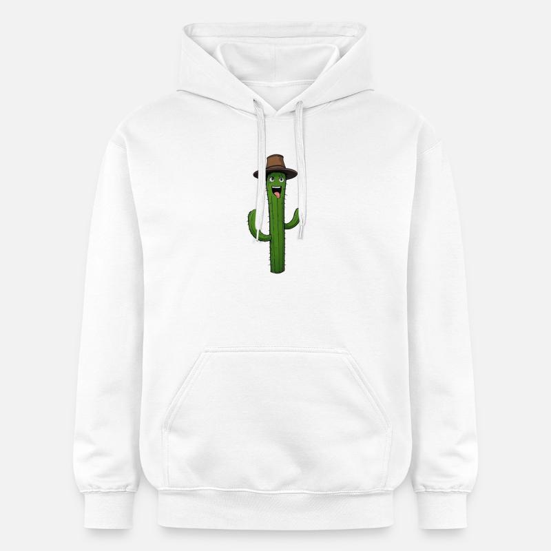 Cactus de dessin animé avec chapeau - Sweat à capuche Softstyle® Gildan Unisexe - blanc