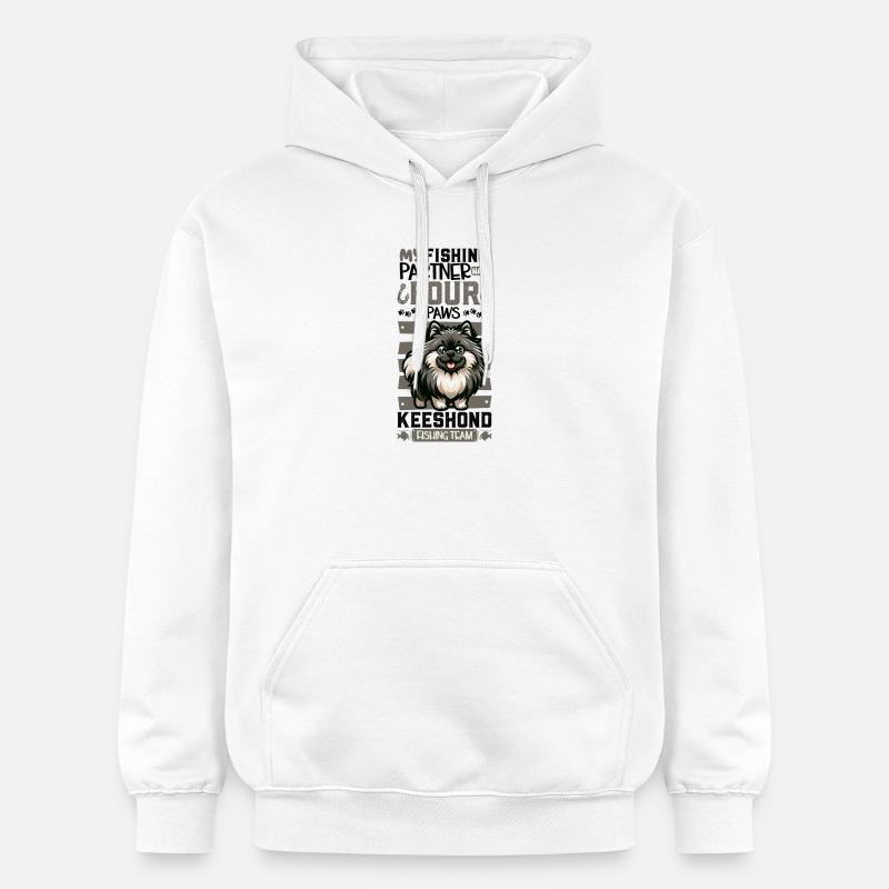 Pêche et Wolfspitz - Sweat à capuche Softstyle® Gildan Unisexe - blanc