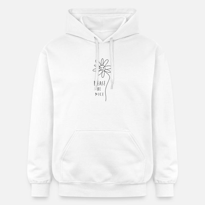 Please be nice – Freundliches Minimal Statement - Gildan Unisex Softstyle® Midweight Hoodie - Weiß