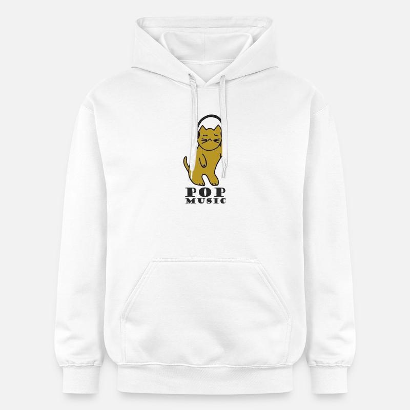 DJ chat avec un casque - Sweat à capuche Softstyle® Gildan Unisexe - blanc