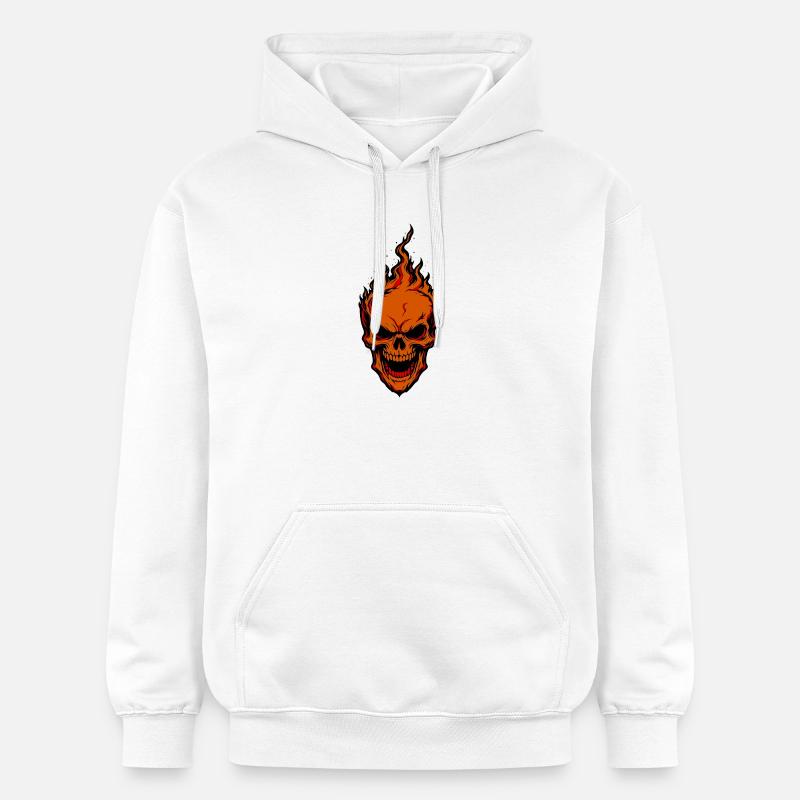 Flames Crâne Crâne Conception de Feu - Sweat à capuche Softstyle® Gildan Unisexe - blanc