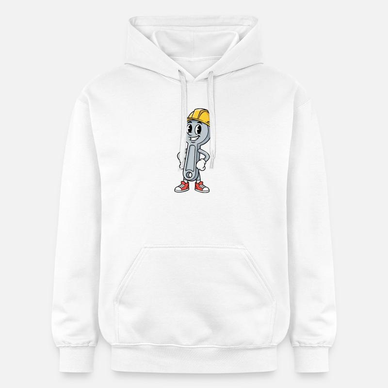 Technicien Dessin animé Clé Humour Mécanique - Sweat à capuche Softstyle® Gildan Unisexe - blanc