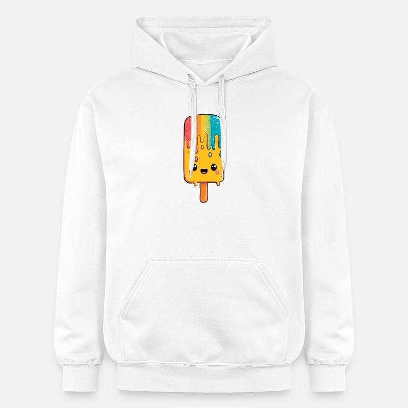 Regenbogen-Popsicle Glück - Gildan Unisex Softstyle® Midweight Hoodie - Weiß