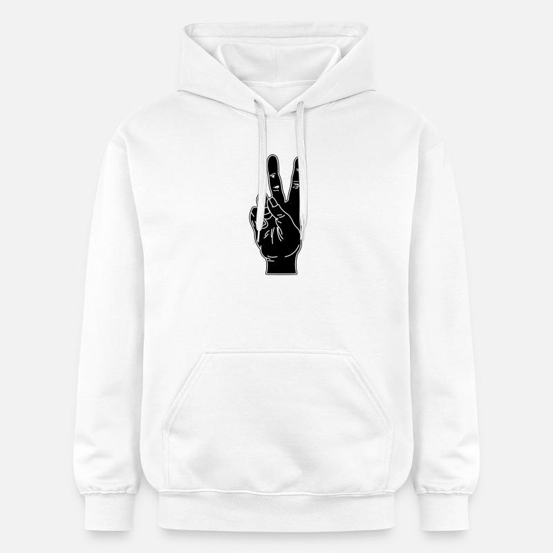 Geste de la main noire paix - Sweat à capuche Softstyle® Gildan Unisexe - blanc