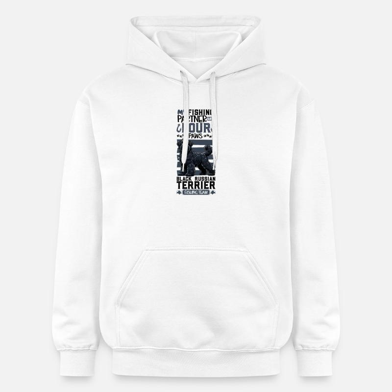 Pêche et chien de Saint-Hubert - Sweat à capuche Softstyle® Gildan Unisexe - blanc