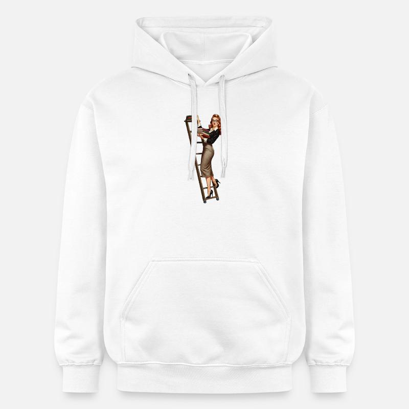 Pin-up de bibliothécaire - Sweat à capuche Softstyle® Gildan Unisexe - blanc