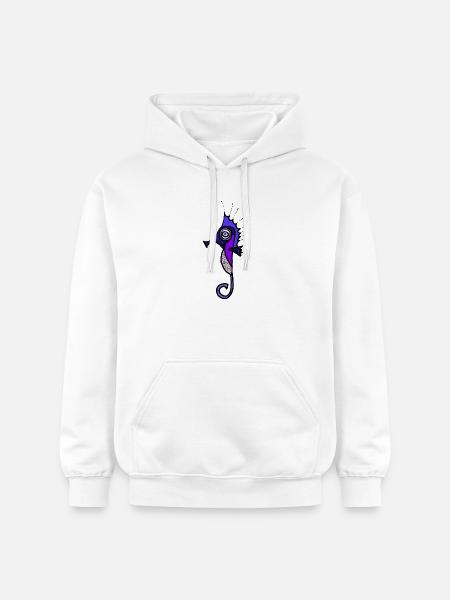Lila Seepferdchen Neonpunkte - Gildan Unisex Softstyle® Midweight Hoodie - Weiß
