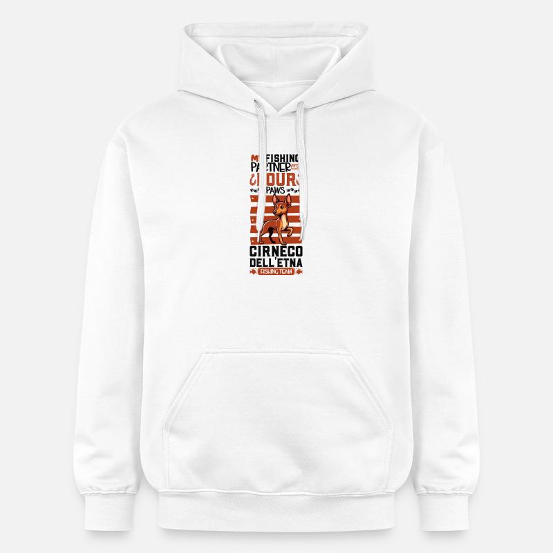 Pêche et Cirneco dell’Etna - Sweat à capuche Softstyle® Gildan Unisexe - blanc