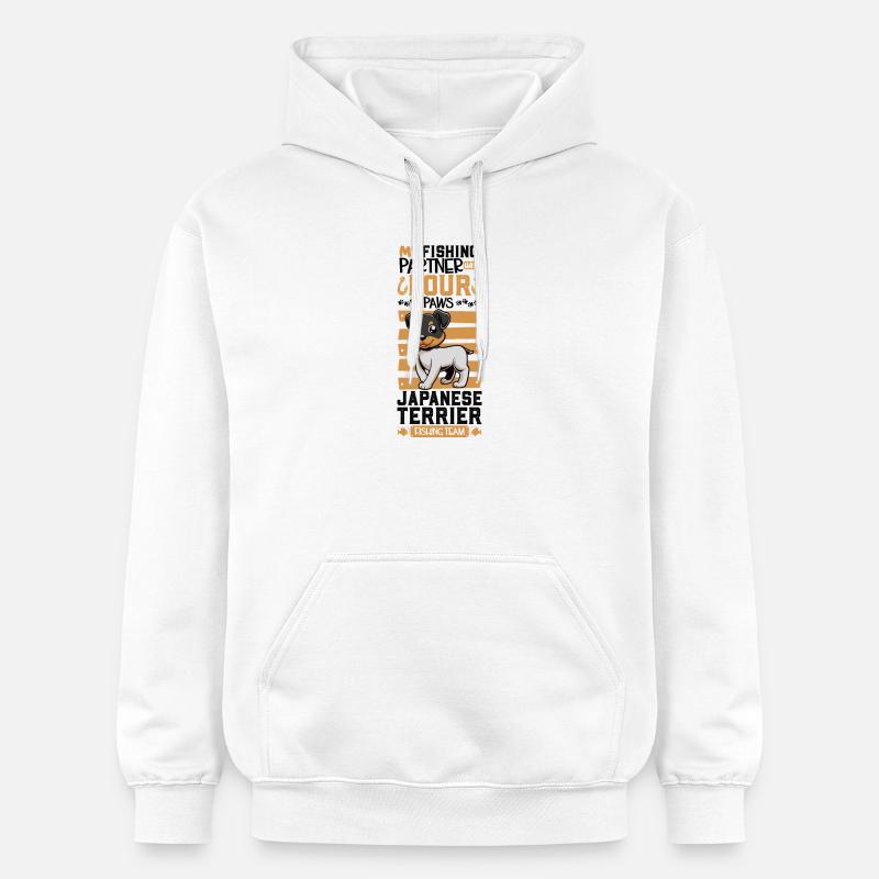 Pêche et terrier japonais - Sweat à capuche Softstyle® Gildan Unisexe - blanc