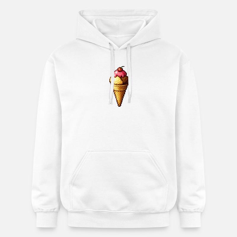 Retro Pixel Eiscreme Cone - Gildan Unisex Softstyle® Midweight Hoodie - white