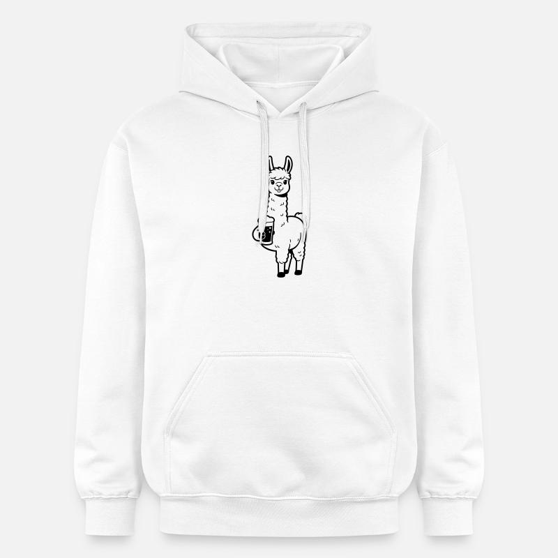 Llama mit Bier - Gildan Unisex Softstyle® Midweight Hoodie - Weiß