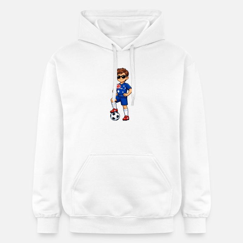 Soccer Boy Fan d’Australie Drapeau australien - Sweat à capuche Softstyle® Gildan Unisexe - blanc