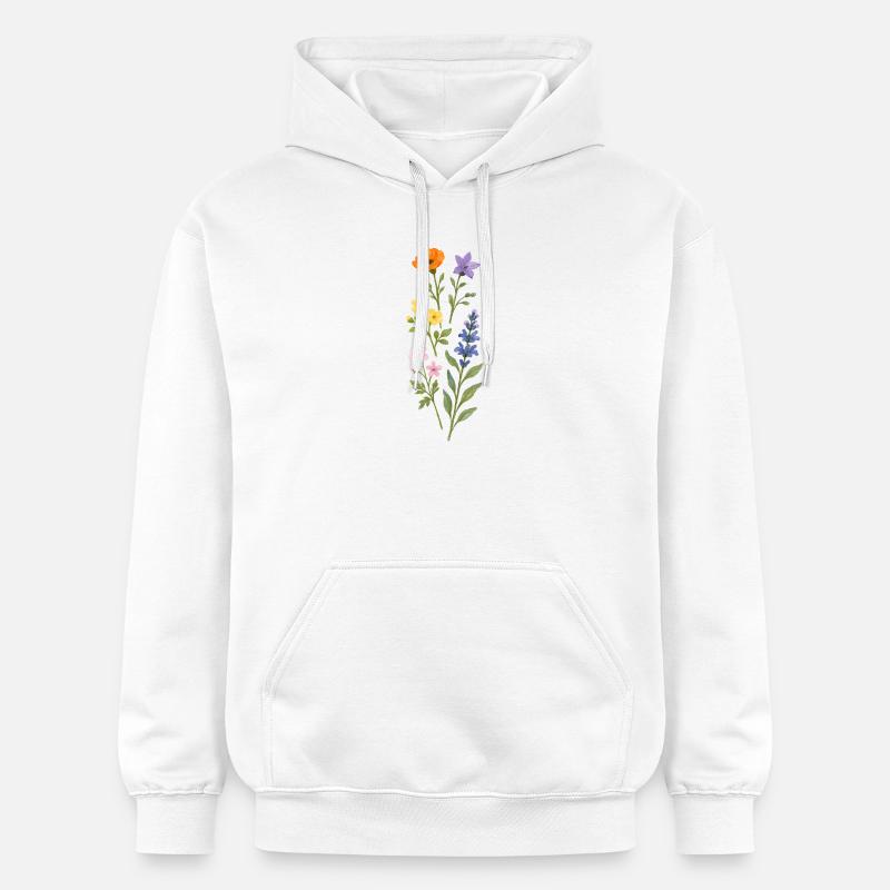 Bouquet aquarelle de fleurs sauvages - Sweat à capuche Softstyle® Gildan Unisexe - blanc