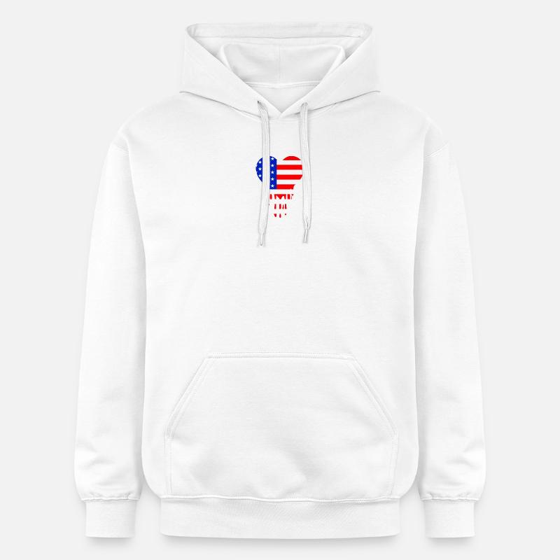 Cœur Drapeau Américain Bleu Rouge - Sweat à capuche Softstyle® Gildan Unisexe - blanc
